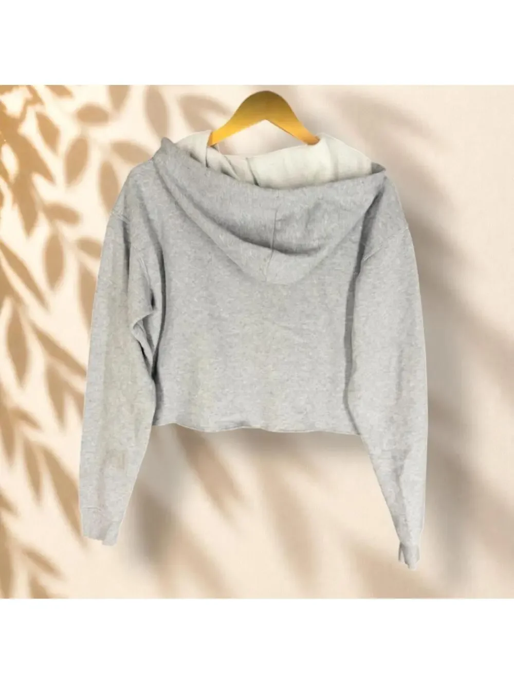 Wild Fable Cropped Hoodie Women S SMall Gray Hooded Long Sleeve Cotton Pullover - Picture 2 of 8